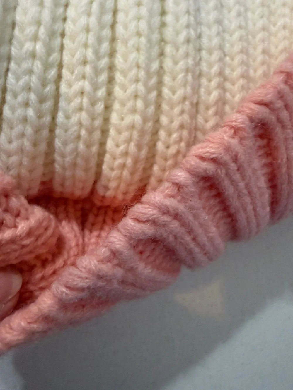 Kimberly C Kids Two-Tone Cream and Pink Pom Beanie Hat